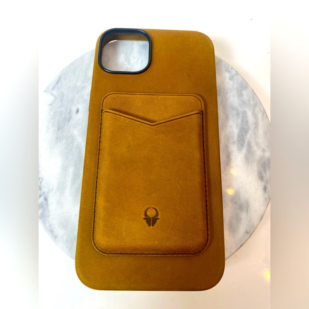 Mustard Yellow Leather Card Slot Phone Case with Magnetic Pocket